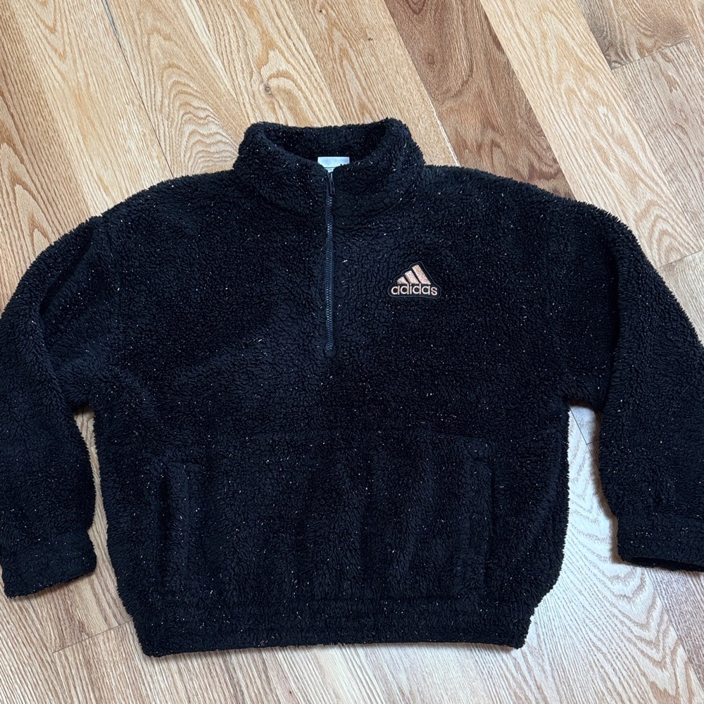 Adidas Black Sherpa Half-Zip Pullover